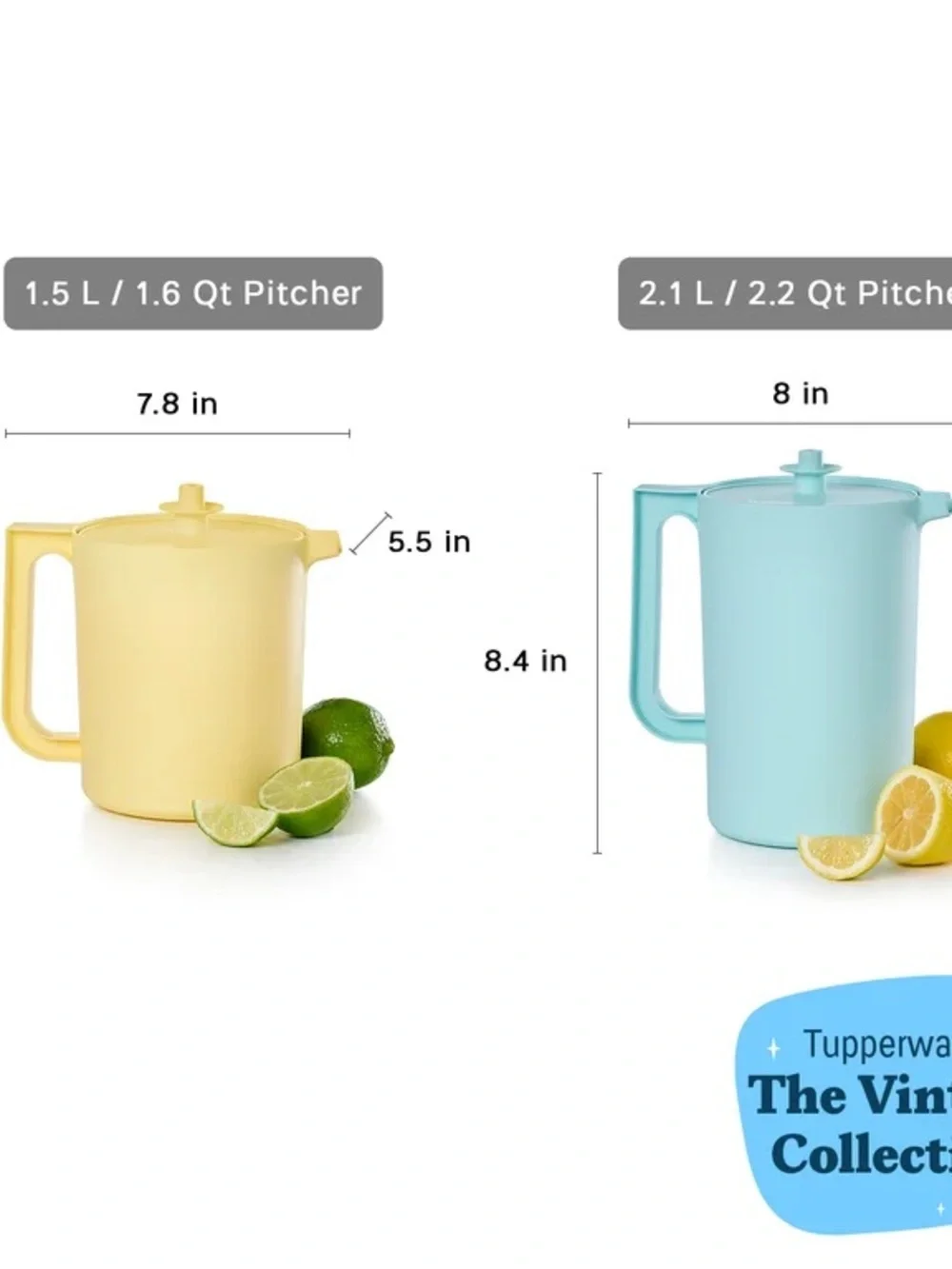 Tupperware Light Blue and Mint Green Plastic Pitcher Set